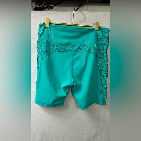 Queen of Sparkles Teal Spandex Shorts - Picture 2 of 4